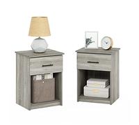 Furinno Tidur Mesita de Noche, Madera de ingeniería, Roble Francés Gris, 45 (W) x 61.3 (H) x 39.8 (D) cm
