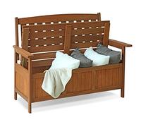 Furinno Tioman Caja De Almacenamiento, Madera, Natural, Talla única | Madera dura con listones, reposabrazos, asiento elevable, banco de almacenamiento Kent, madera de teca, para patio, jardín