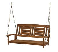 Furinno Tioman Columpio de Madera para Porche duro con Cadena, Naturales | Asiento de listones, reposabrazos, columpio de madera para colgar al aire libre, en aceite de teca, para patio, jardín