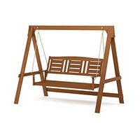 Furinno Tioman Columpio de Madera para Porche duro con Soporte de 3 Plazas, Naturales