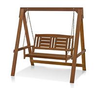 Furinno Tioman Columpio de Madera para Porche duro con Soporte de Aceite de Teca, Naturales