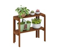 Furinno TIOMAN Estante para Plantas De 2 Niveles, para Exhibir Varias Plantas, para Macetas, Fácil Montaje Sin Herramientas, para Patio, Balcón Y Jardín, Color Natural