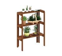 Furinno TIOMAN Estante para Plantas De 3 Niveles, para Exhibir Varias Plantas, para Macetas, Fácil Montaje Sin Herramientas, para Patio, Balcón Y Jardín, Color Natural