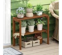 Furinno TIOMAN Estante para Plantas, Soporte para Plantas de 2 Niveles, Estante de exhibición, para múltiples Plantas, Maceta, fácil Montaje sin Herramientas, Patio, balcón, jardín, Madera Clara