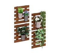 Furinno TIOMAN - Macetero Vertical De Pared para Exterior (4 Unidades), Madera, para Interior Y Exterior, Balcón Y Patio, Color Natural