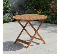 Furinno TIOMAN - Mesa de Comedor Plegable para Patio, Mesa Redonda de Madera para Exteriores de 35 Pulgadas con Agujero para Paraguas, Mesa de Patio para 2 a 4 Personas para jardín, balcón, Porche