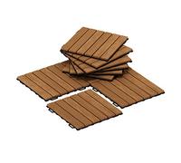 Furinno Tioman Piso Exterior Cubierta De Madera Azulejo Interlock 10Pc / CTN, Color Roble Miel
