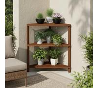 Furinno TIOMAN - Soporte para Plantas al Aire Libre, Estante esquinero de 3 Niveles, Soporte para Plantas en Interiores, Exteriores, Patio, jardín, balcón, Madera Clara