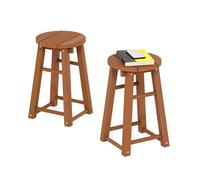 Furinno Tioman Taburete de Bar para Exteriores de Madera Dura de 18", Juego de 2, con Acabado en Aceite de Teca, Natural