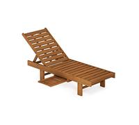 Furinno Tioman-Tumbona de Madera Dura con Bandeja, Color Natural, 59.2(D) x 151.1(W) x 28.7(H) cm