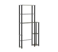 Furinno Turn-N-Tube Almacenamiento de baño, Madera, Roble francés Gris/Negro, Talla única