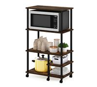 Furinno Turn-N-Tube Carrito de Almacenamiento de Cocina sin Herramientas de 4 Niveles, Engineered Wood, Pino Ámbar/Negro, 4-Tier