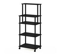 Furinno Turn-N-Tube Carro de Cocina sin Herramientas de 5 Niveles, Americano/Negro