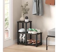 Furinno Turn-N-Tube - Estante de Libros Negro con Forma de Escalera de 2 Niveles con diseño de Marco Abierto, Estante de Esquina, estantes Abiertos, para Sala de Estar, Garaje, Oficina en casa, Color