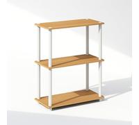 Furinno Turn-N-Tube Estantería de exhibición compacta Multiusos de 3 Niveles, estantería, librería, Madera de Haya/Blanco