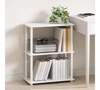 Furinno Turn-N-Tube Estantería Compacta Multipropósito de 3 Niveles, Unidad de Estantes, Librero, Blanco/Blanco