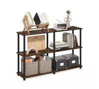 Furinno Turn-N-Tube Estantería De 3 Niveles De 120 Cm De Ancho, Esquinera con Estantes Abiertos Sin Herramientas, para Organización En Sala De Estar, Garaje U Oficina En Casa, Color Pino Ámbar