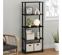 Furinno Turn-N-Tube - Estantería de Almacenamiento de 5 Niveles sin Herramientas, Estante Negro para Libros, estantería de Almacenamiento Abierta, para organización y Almacenamiento, Sala de Estar