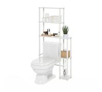 Furinno Turn-N-Tube Estantería De Baño Independiente para Ahorrar Espacio con 5 Estantes para Colocar sobre El Inodoro Color Blanco
