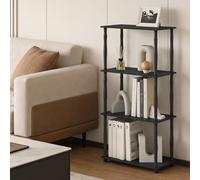 Furinno Turn-N-Tube - Estantería de Libros Negra de 4 Niveles, sin Herramientas, Estante de Esquina, estantes Abiertos, Tubos clásicos, para organización y Almacenamiento, Sala de Estar, Oficina en