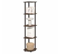 Furinno Turn-N-Tube Estantería Esquinera De 5 Niveles con Estantes Abiertos para Organizar Y Almacenar, Sala De Estar, Oficina, Garaje Y Dormitorio, Nogal Negro