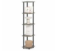 Furinno Turn-N-Tube Estantería Esquinera De 5 Niveles con Estantes Abiertos para Organizar Y Almacenar, Sala De Estar, Oficina, Garaje Y Dormitorio, Roble Gris