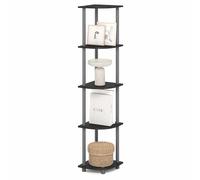 Furinno Turn-N-Tube Estantería Esquinera De 5 Niveles con Estantes Abiertos para Organizar Y Almacenar, Sala De Estar, Oficina, Garaje Y Dormitorio, Color Negro Liso