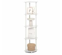 Furinno Turn-N-Tube Estantería Esquinera De 5 Niveles con Estantes Abiertos para Organizar Y Guardar, Sala De Estar, Oficina, Garaje Y Dormitorio, Color Blanco Liso