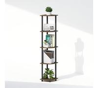 Furinno Turn-N-Tube Estantería Esquinera De 5 Niveles para Organizar Y Almacenar, Sala De Estar, Oficina, Garaje Y Dormitorio, Color Nogal Marrón