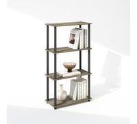 Furinno Turn-N-Tube Estantería, estantería de 4 Niveles, librero con Estante Compacto multipropósito, 29.5 x 60 x 109.7 cm, para Sala, Dormitorio, Oficina en casa, Roble Francés/Negro