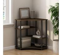 Furinno Turn-N-Tube Estantes De Almacenamiento, Estante De Esquina De 4 Niveles, Expositor, Estantería De Esquina, para Organización Y Алmacenamiento, Nogal Columbia