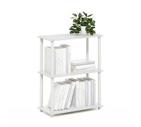 Furinno Turn-N-Tube Estantes, Estantería De 3 Niveles, Esquina, Estantes Abiertos, Sin Herramientas, para Organización, Sala De Estar, Garaje, Oficina, Blanco