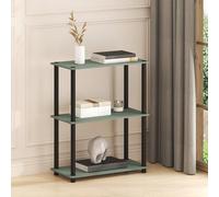 Furinno Turn-N-Tube Estantes, Estantería De 3 Niveles, Esquina, Estantes Abiertos, Sin Herramientas, para Organización, Sala De Estar, Garaje, Oficina, Verde Salvia