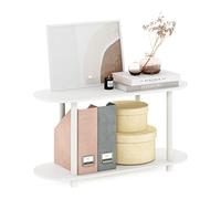 Furinno Turn-N-Tube Exposición Moderna sin Herramientas Óvalo de 2 Niveles, Blanco/Virgen Blanca