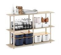 Furinno Turn-N-Tube Exposición Moderna sin Herramientas Rectángulo de 3 Niveles, Roble Bauhaus/Beige