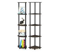 Furinno Turn-N-Tube Juego De 2 Estantes Esquineros De 5 Niveles con Estantes Abiertos, para Organizar Y Guardar Cosas En Sala De Estar, Oficina En Casa Y Garaje, Color Marrón Oscuro