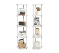 Furinno Turn-N-Tube Juego De 2 Estantes Esquineros De 5 Niveles con Estantes Abiertos, para Organizar Y Guardar Cosas En Sala De Estar, Oficina En Casa Y Garaje, Color Blanco