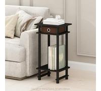 Furinno TURN-N-TUBE - Mesa auxiliar de 3 niveles con contenedor de almacenamiento, mesita de noche con estante abierto, mesita de noche, montaje sin herramientas, para sala de estar, dormitorio, color