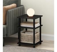 Furinno Turn-N-Tube - Mesa auxiliar de 3 niveles con estante abierto, mesita de noche, mesita de noche, fácil montaje, para sala de estar, dormitorio, madera oscura
