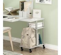 Furinno Turn-N-Tube - Mesa Auxiliar de 3 Niveles en Forma de C con Ruedas, mesita de Noche de Montaje sin Herramientas, mesita de Noche con Estante Abierto, para Sala de Estar, Dormitorio, Roble