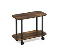 Furinno Turn-N-Tube Mesa Auxiliar Ovalada Moderna con Ruedas, Engineered Wood, Pino Ámbar/Negro