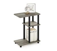 Furinno Turn-N-Tube Mesa Auxiliar para Sofá en Forma de C, Madera de ingeniería, Roble Francés/Negro, C-Shape