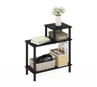 Furinno Turn-N-Tube Mesa Auxiliar de sofá de 3 Niveles con estantes Abiertos, Engineered Wood, Espresso/Negro, Rectangular
