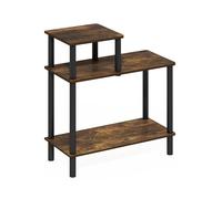 Furinno Turn-N-Tube Mesa Auxiliar de sofá de 3 Niveles con estantes Abiertos, Engineered Wood, Pino Ámbar/Negro, Rectangular