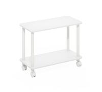 Furinno Turn-N-Tube Mesa Auxiliar Rectangular Moderna con Ruedas, Blanco/Blanco
