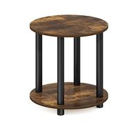 Furinno Turn-N-Tube Mesa Auxiliar Redonda de Madera de 2 Niveles, Engineered Wood, Pino Ámbar, 1 Pack