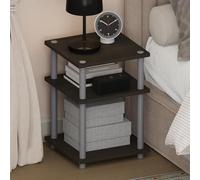 Furinno Turn-N-Tube Mesa de Noche de 3 Niveles con estantes Abiertos, Mesa Lateral, Mesa Auxiliar, fácil Montaje, para Dormitorio, Armario, Sala de Estar, Espresso