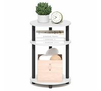 Furinno Turn-N-Tube mesita de Noche, Ovalada de 3 Niveles y 23" de Alto, Mesa Junto a la Cama con estantería Abierta para Dormitorio, Sala de Estar, Blanco