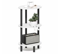 Furinno Turn-N-Tube mesita de Noche, Ovalada de 3 Niveles y 27.6" de Alto, Mesa Junto a la Cama con estantería Abierta para Dormitorio, Sala de Estar, Blanco