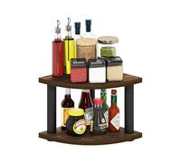 Furinno Turn-N-Tube - Organizador De Encimera De Cocina, Estante Organizador De Esquina De 2 Niveles, para Cocina, Despensa, Organizadores Y Almacenamiento, Color Pino Ámbar